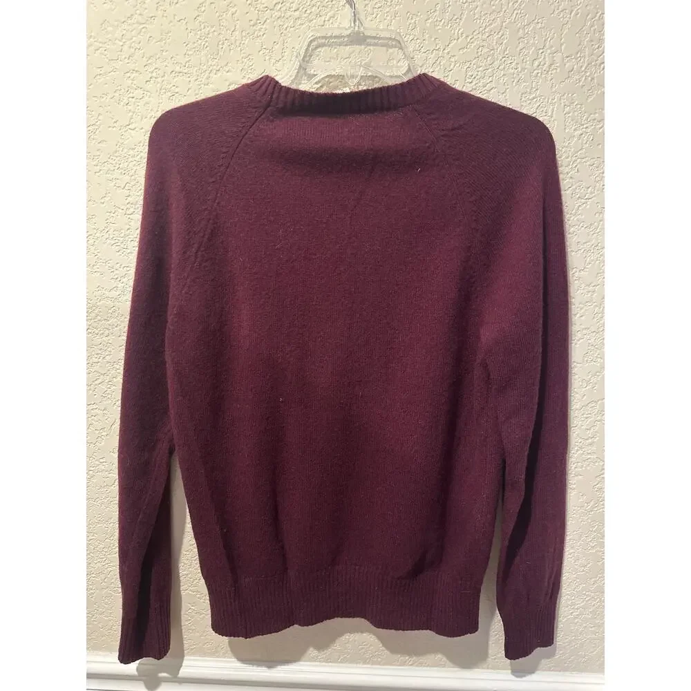 ⭐️ Men’s J.Crew Burgundy Crew Neck Lambs Wool Blend Sweater Size Medium Acadamia